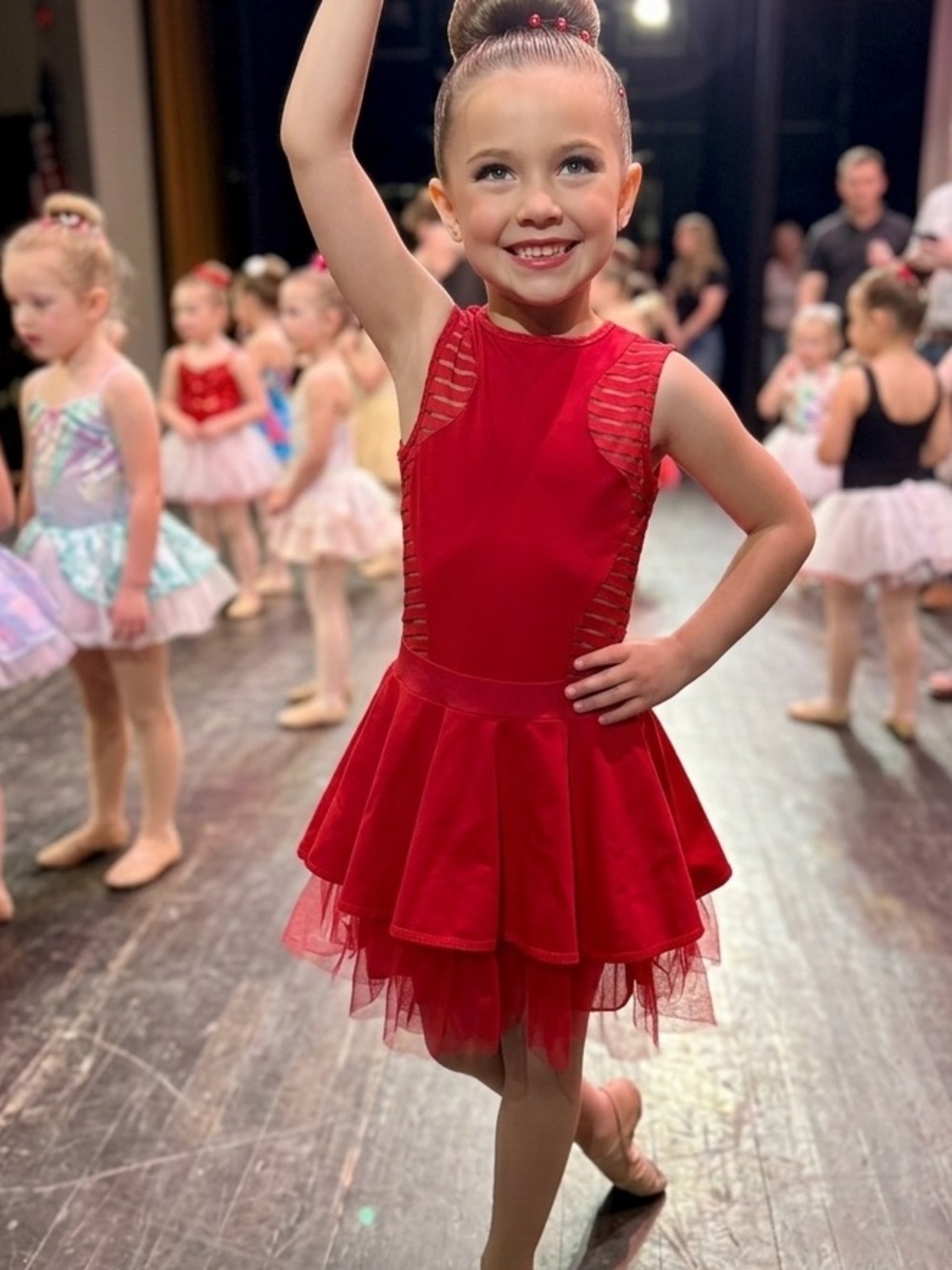 Girls Red Sleeveless Dance Costume Dress